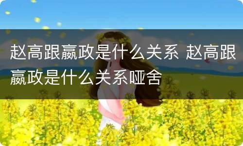 赵高跟嬴政是什么关系 赵高跟嬴政是什么关系哑舍