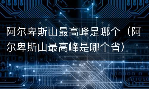 阿尔卑斯山最高峰是哪个（阿尔卑斯山最高峰是哪个省）