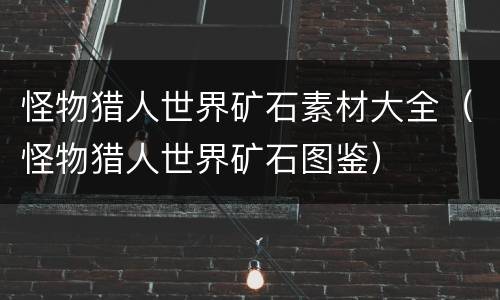 怪物猎人世界矿石素材大全（怪物猎人世界矿石图鉴）
