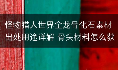 怪物猎人世界全龙骨化石素材出处用途详解 骨头材料怎么获得 上龙骨_网