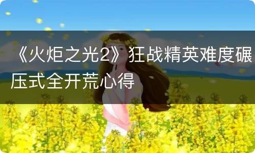《火炬之光2》狂战精英难度碾压式全开荒心得