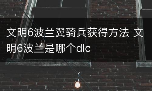 文明6波兰翼骑兵获得方法 文明6波兰是哪个dlc