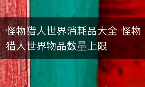 怪物猎人世界消耗品大全 怪物猎人世界物品数量上限